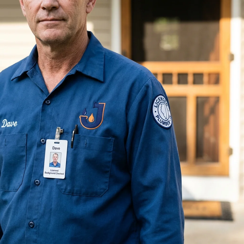 Licensed plumber showing ID badge in Paradise Valley, AZ