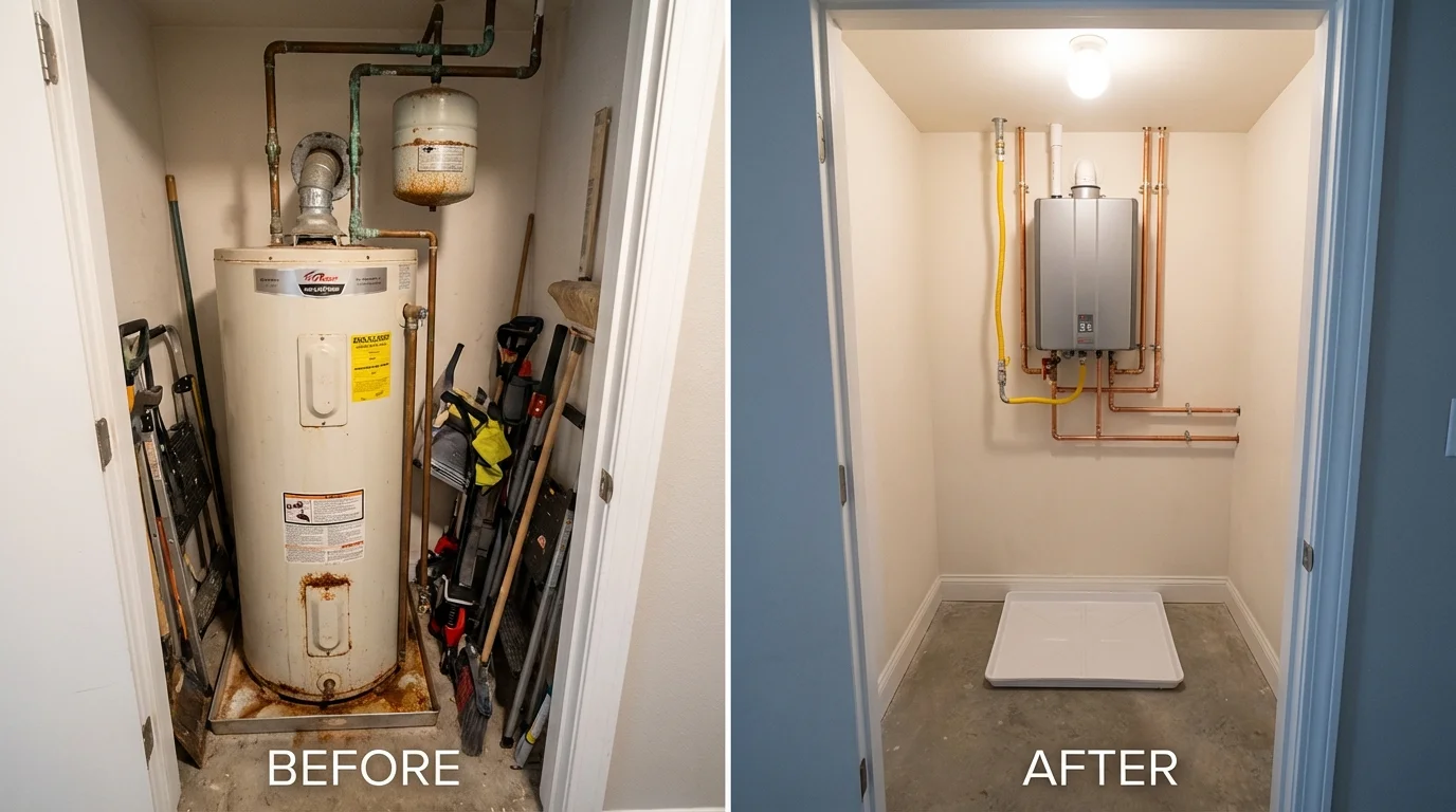 Tank water heater versus wall-mounted tankless unit comparison for Paradise Valley, AZ homeowners