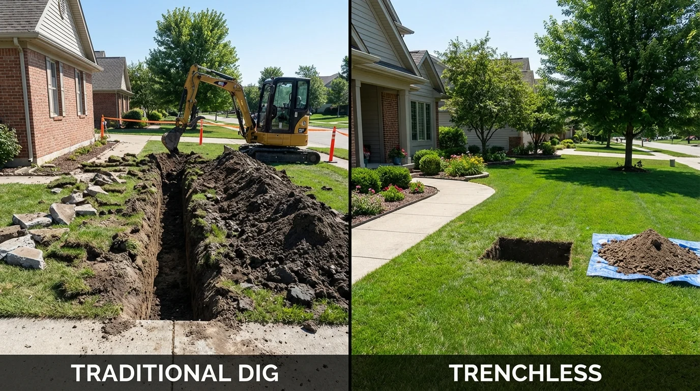 Trenchless sewer repair with minimal yard damage versus traditional excavation in Paradise Valley, AZ